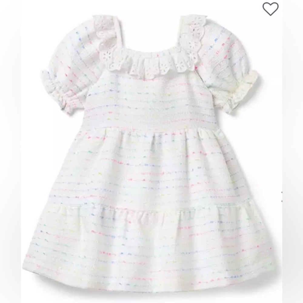 Janie and Jack White Tweed Eyelet Trim Dress 2T
